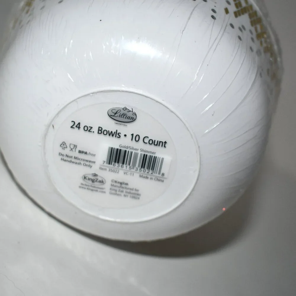 Lillian Collection Shimmer Plastic Serving Bowls, 24 oz, Set of 10, NWT Brand: L